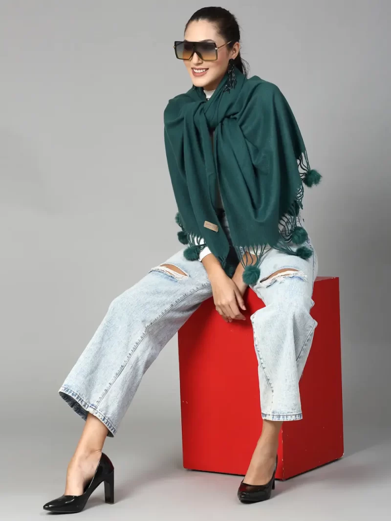 Winter Wrap Stole Has Tasselled Border