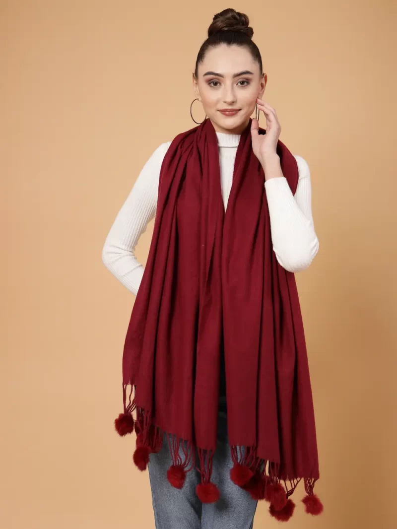 Winter Wrap Stole Has Tasselled Border