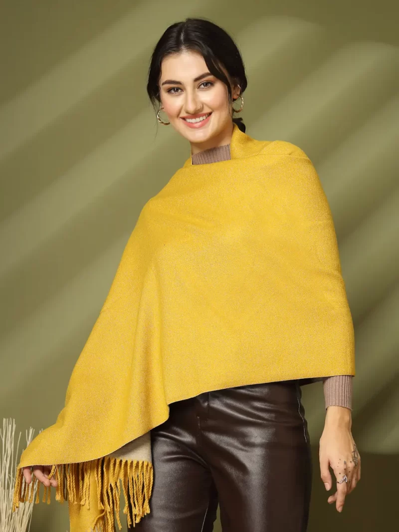 Women Solid Fringed Broder Stole