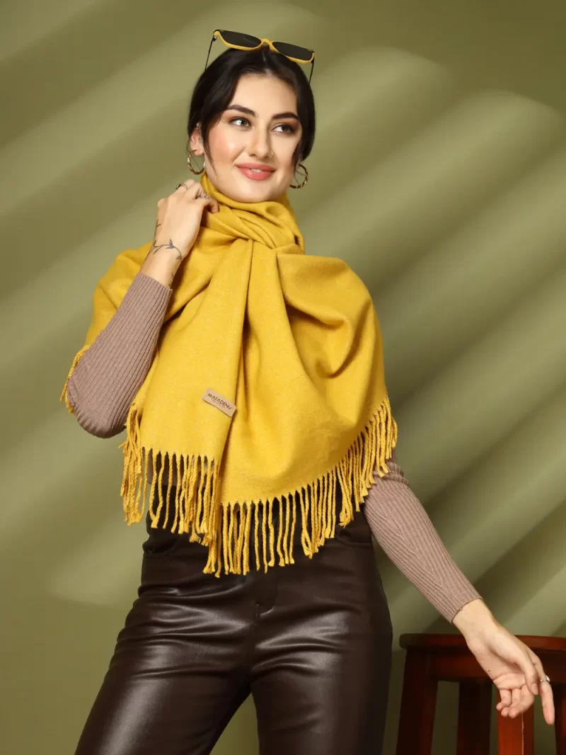 Women Solid Fringed Broder Stole