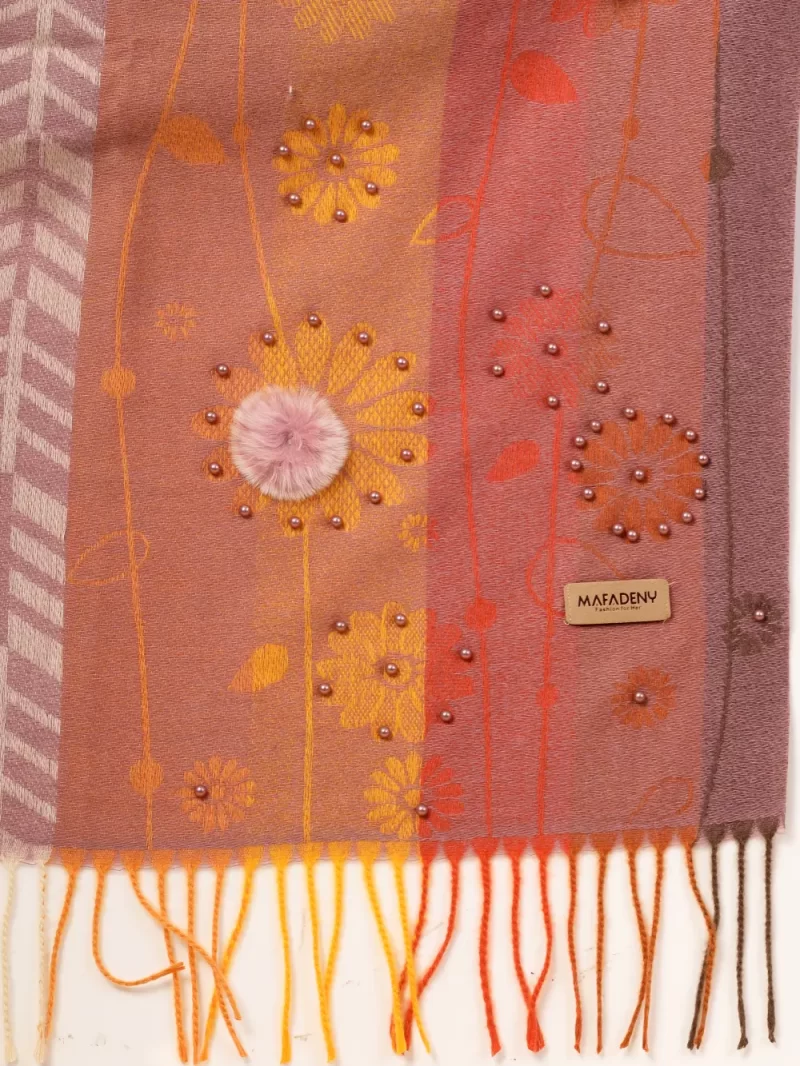 Women Floral Printed Fringed Stole