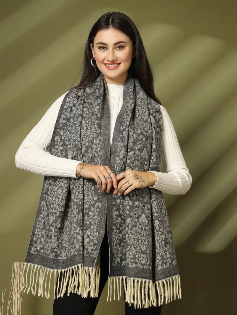 Women Woven Design Winter Stole