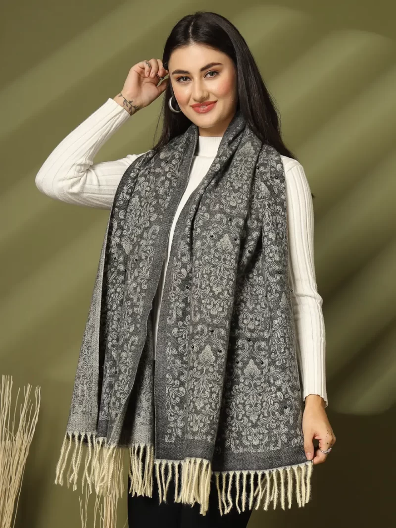 Women Woven Design Winter Stole