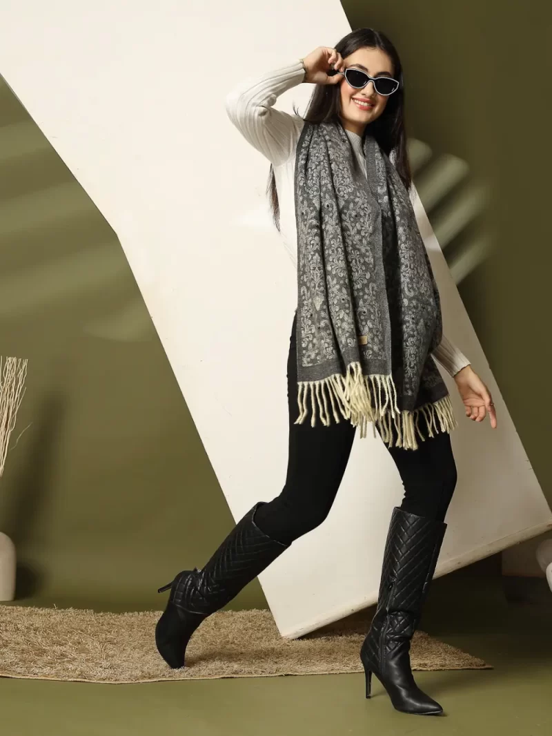 Women Woven Design Winter Stole