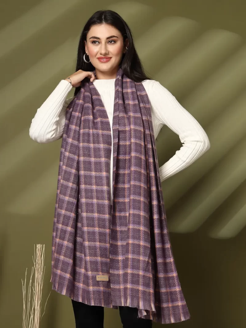 Women Woven Design Checked Stole