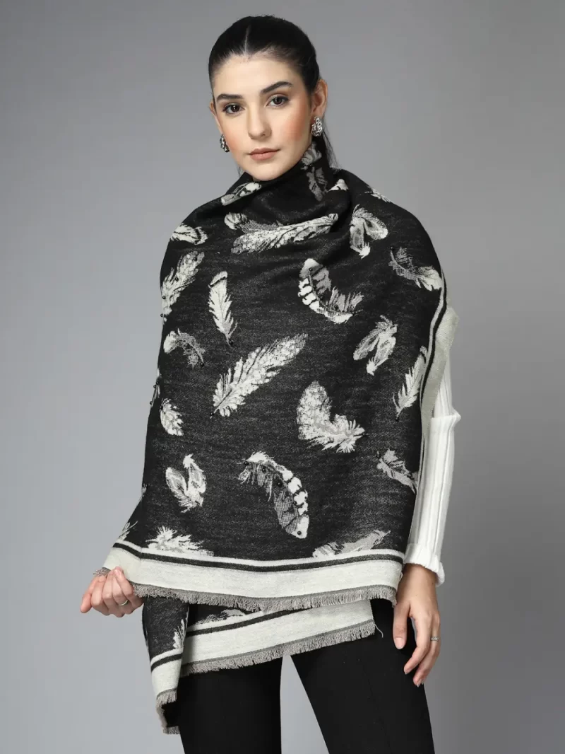 Women Floral Printed Wool Stole
