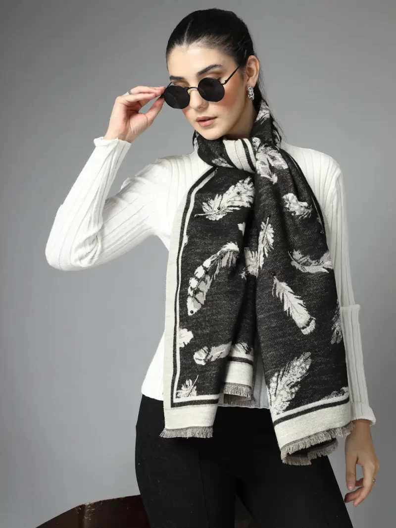 Women Floral Printed Wool Stole