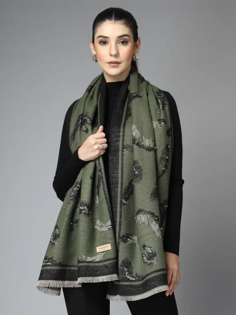 Women Floral Printed Wool Stole