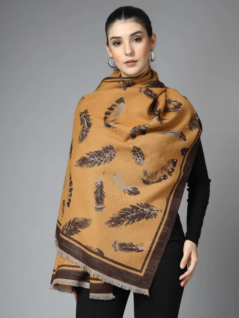 Women Floral Printed Wool Stole