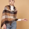 Women Checked Stole With Tasselled Border