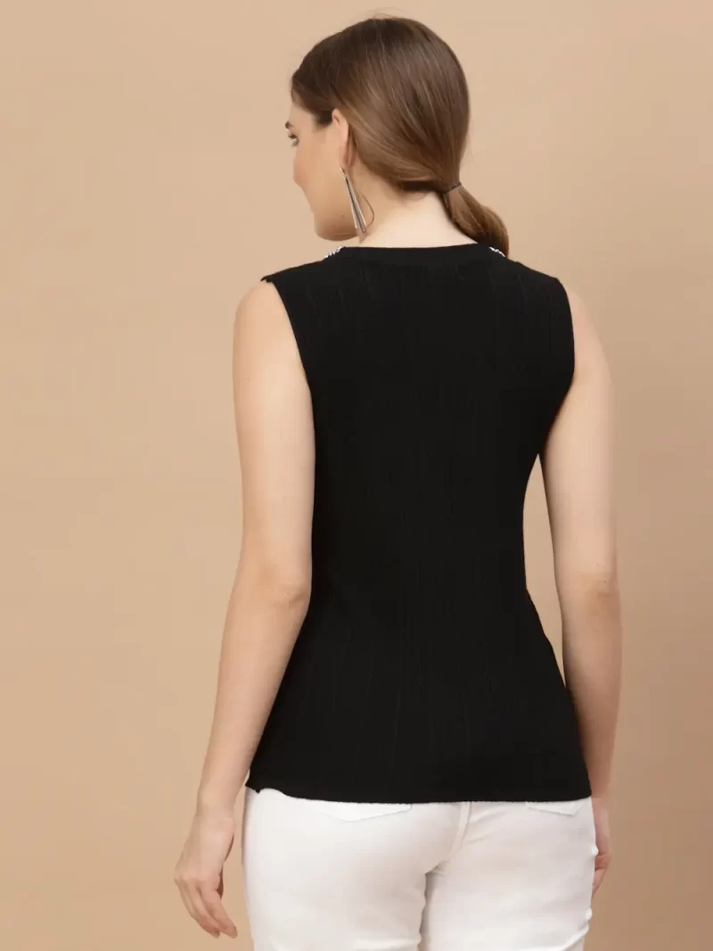 Women Ribbed Embellished Top
