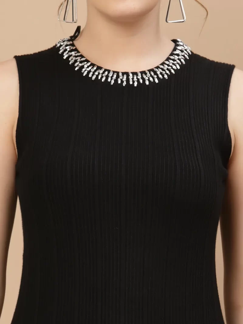 Women Ribbed Embellished Top