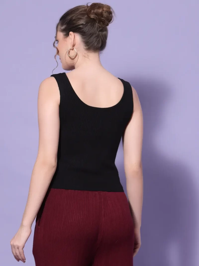 Women High Neck Ribbed Sleeveless Fitted Top