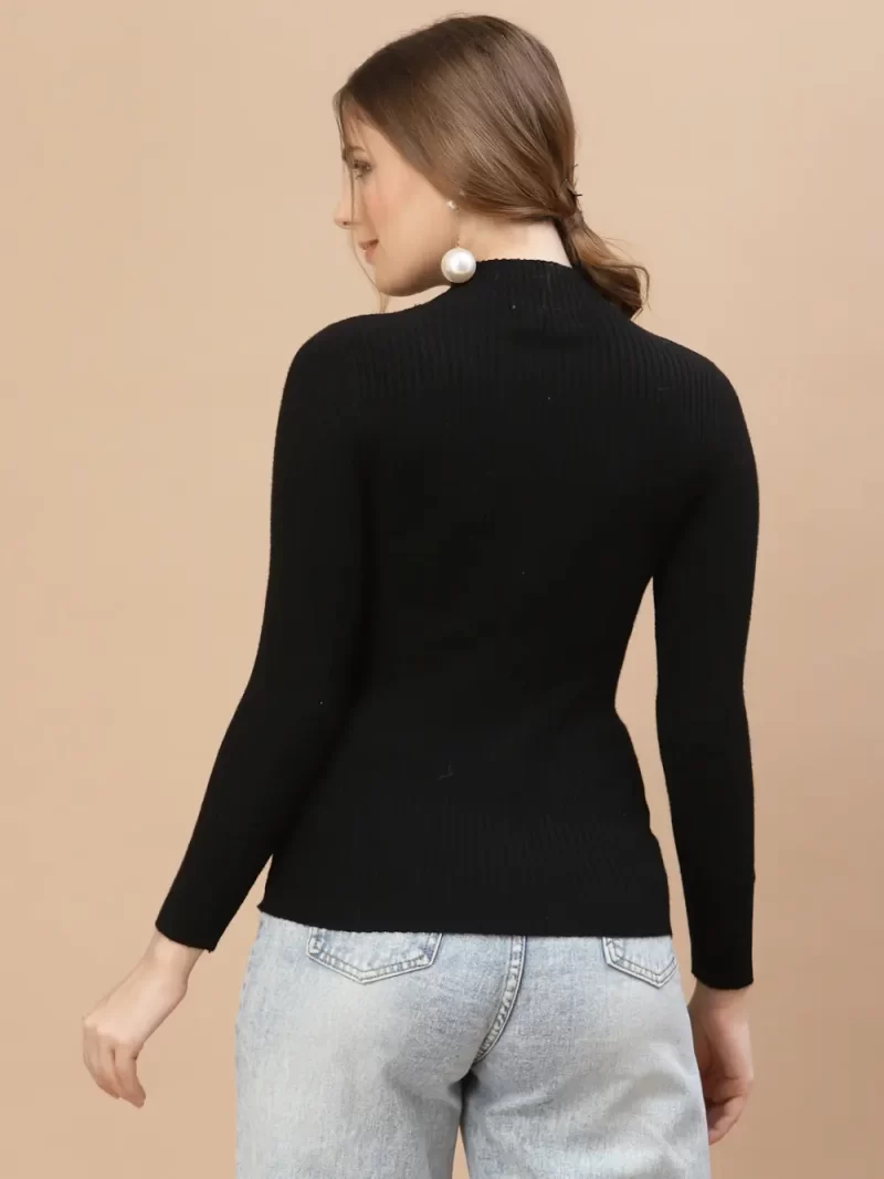 Women Ribbed High Neck Long Sleeves Top