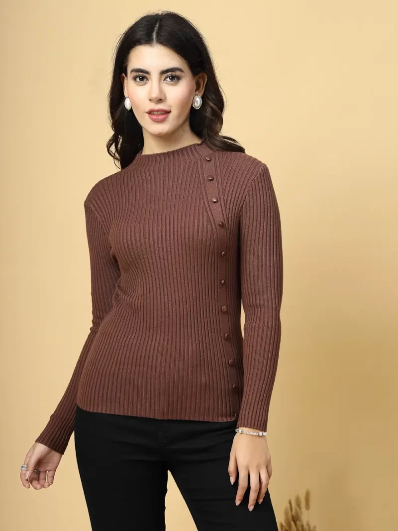 Ribbed High Neck Pullover