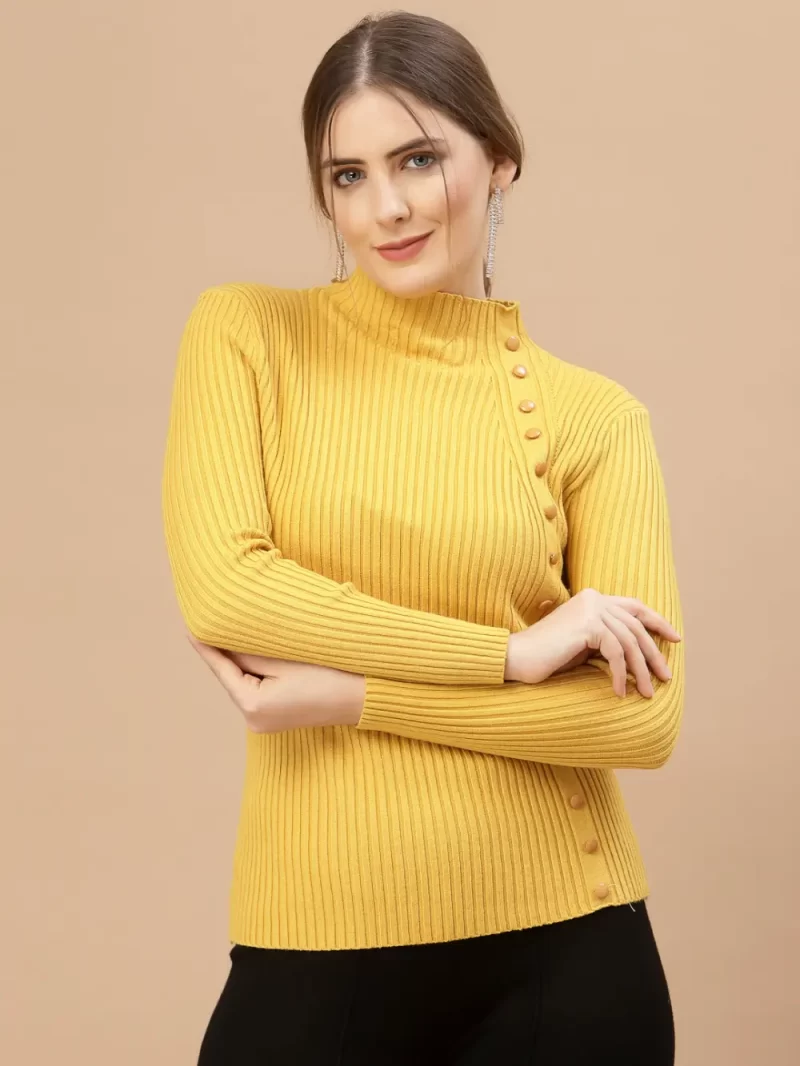 Ribbed High Neck Pullover