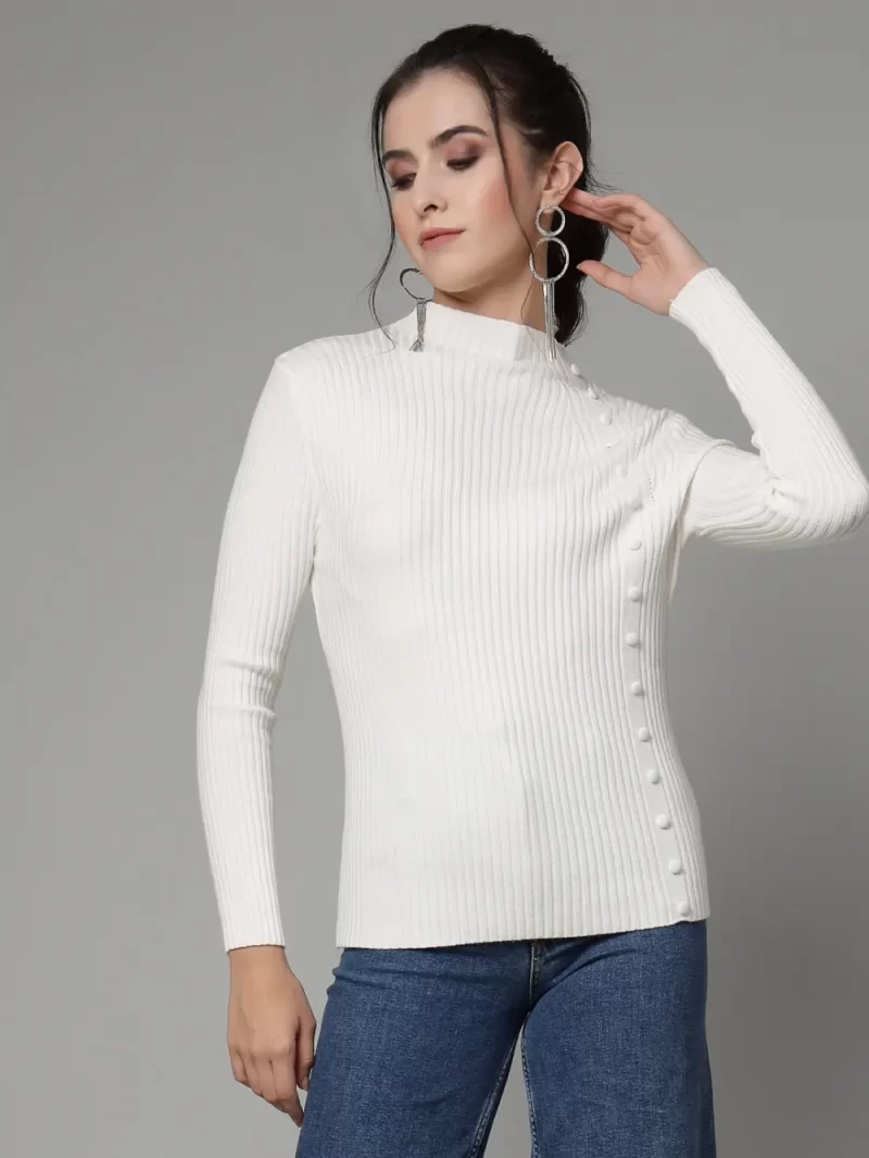 Ribbed High Neck Pullover
