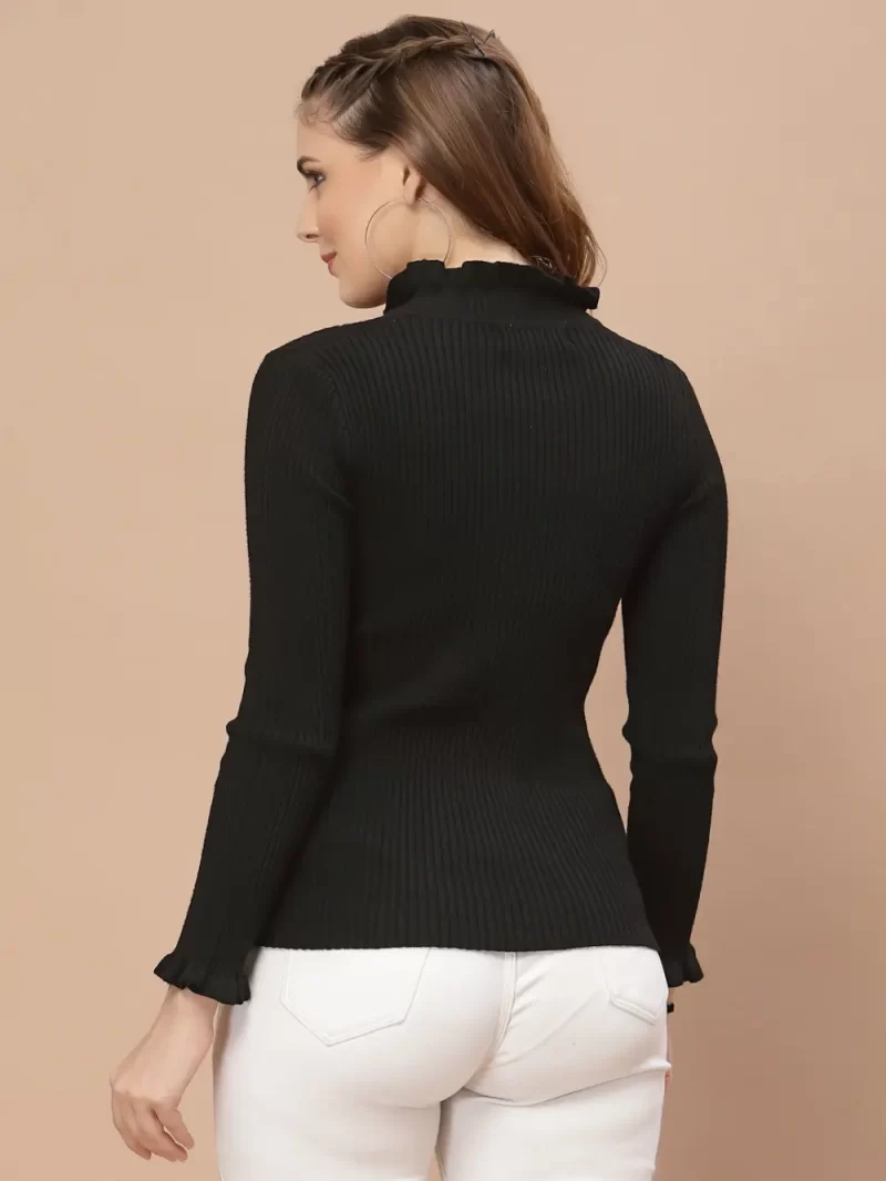 Women Ribbed High Neck Top