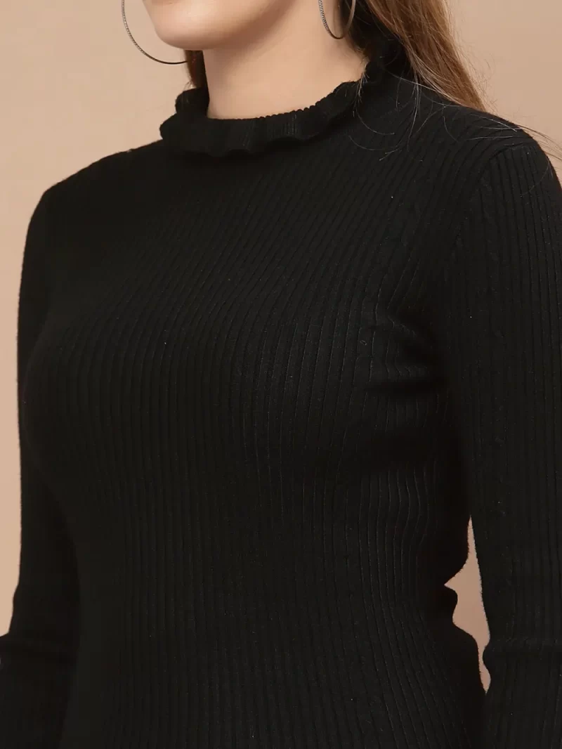 Women Ribbed High Neck Top