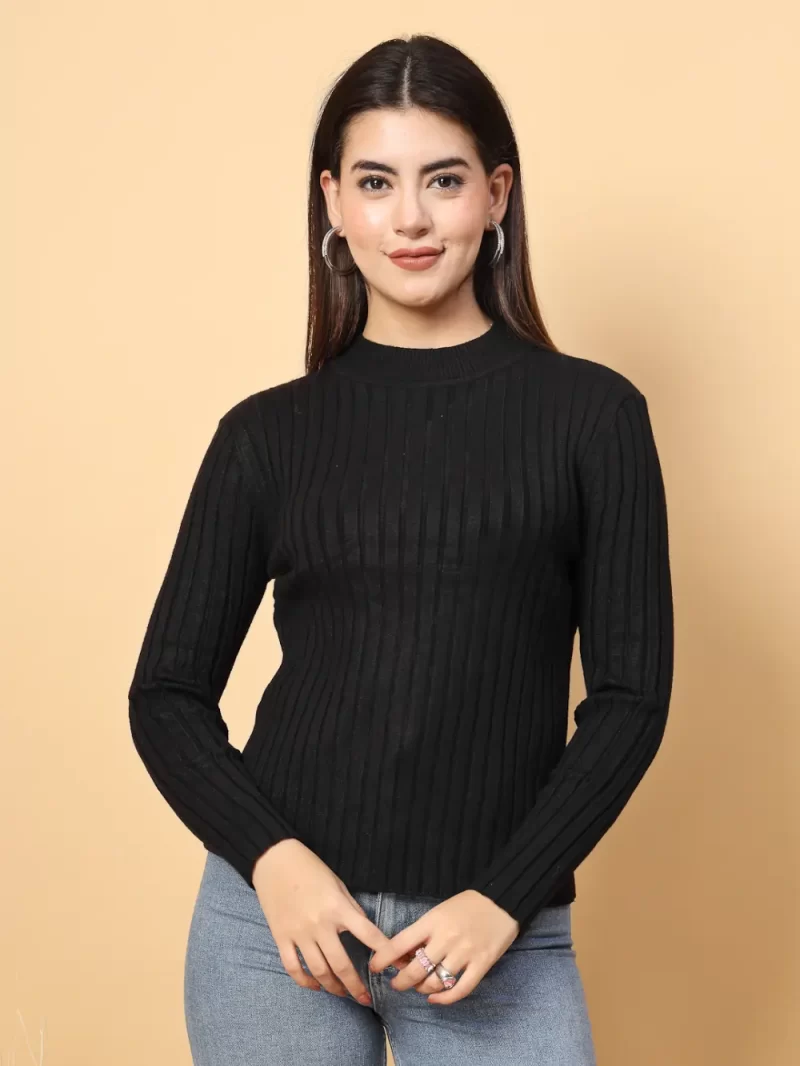 Choker Neck Self Striped Top