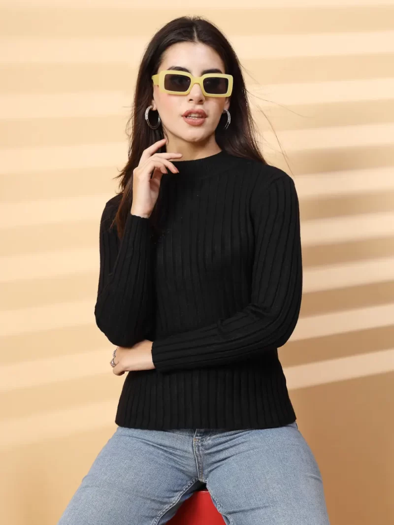 Choker Neck Self Striped Top