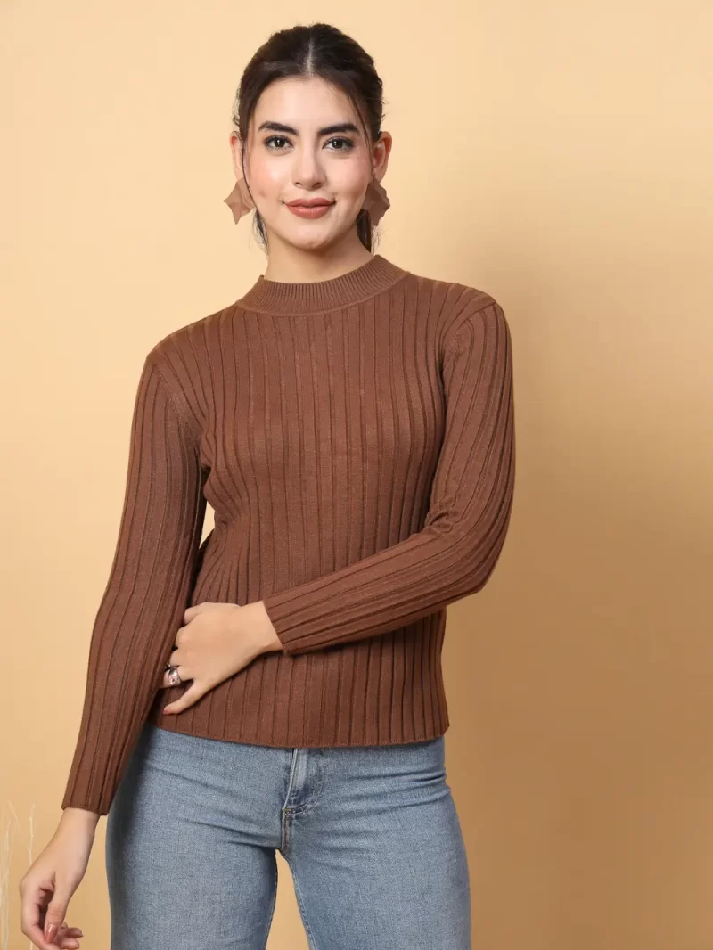 Choker Neck Self Striped Top