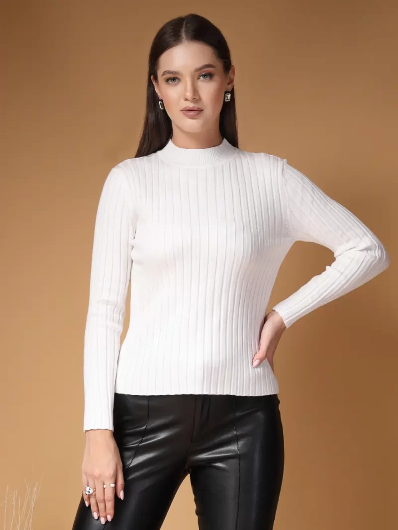 Choker Neck Self Striped Top