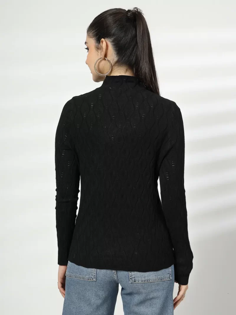 Women Self Design High Neck Top