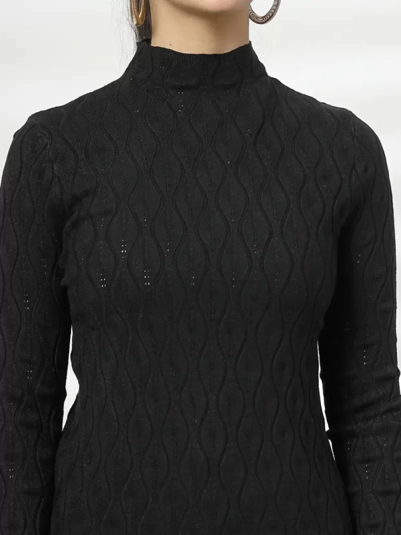 Women Self Design High Neck Top