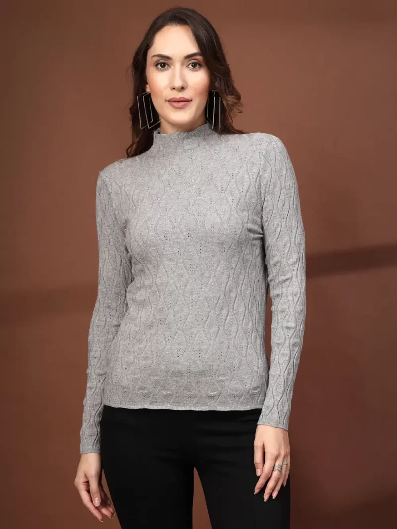 Women Self Design High Neck Top