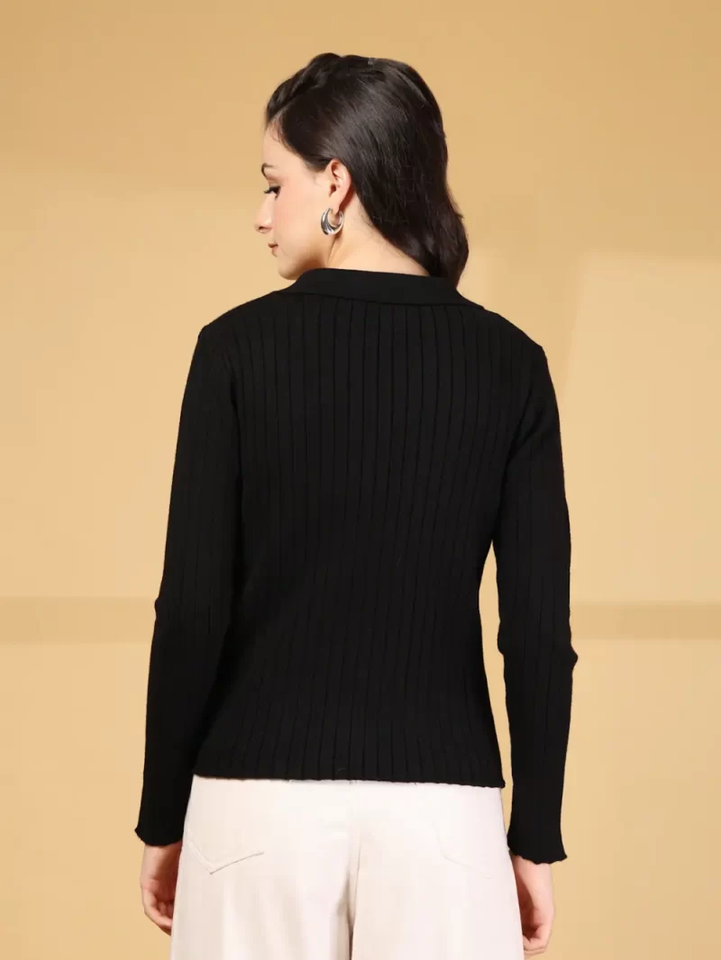 Women V-Neck Knitted Fitted T-Shrit