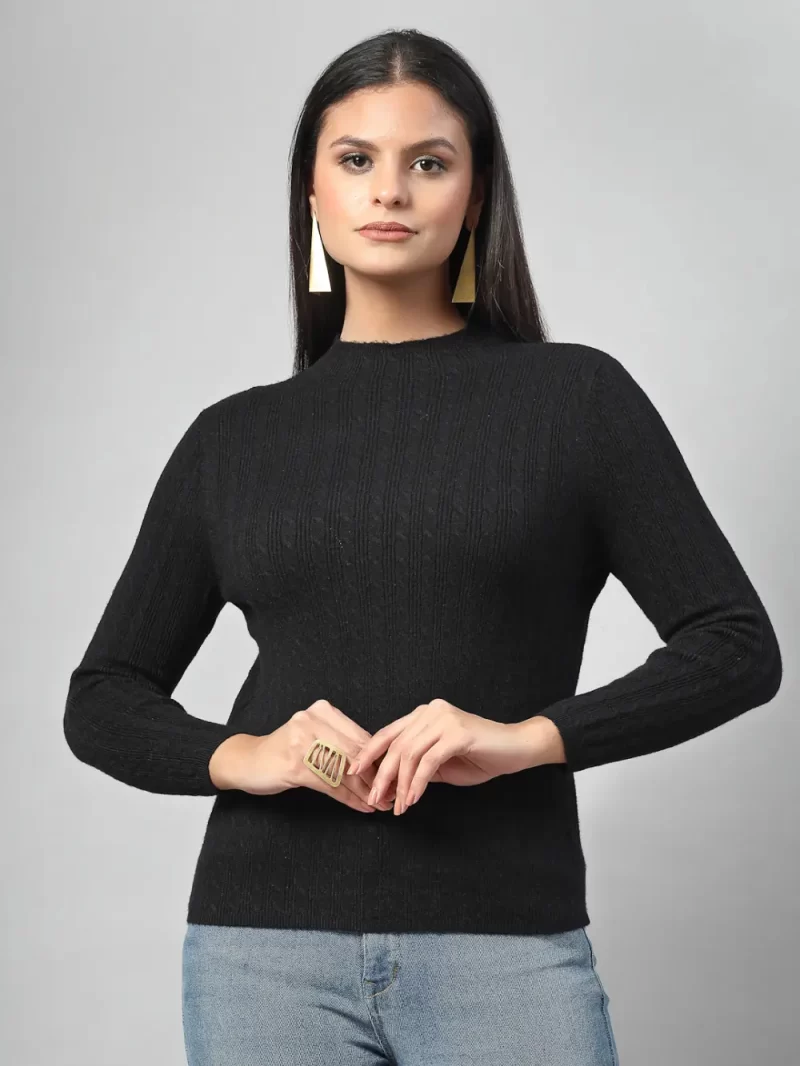 Women Striped High Neck Top