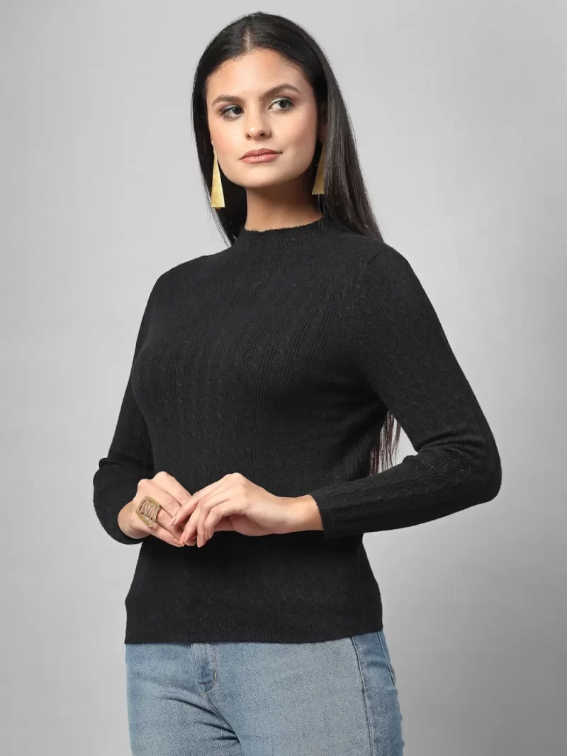 Women Striped High Neck Top