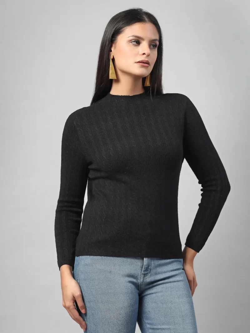 Women Striped High Neck Top
