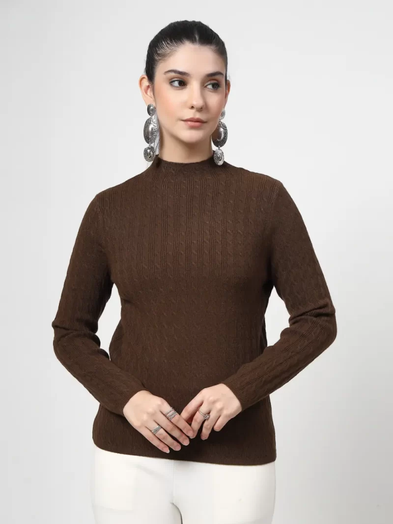 Women Striped High Neck Top