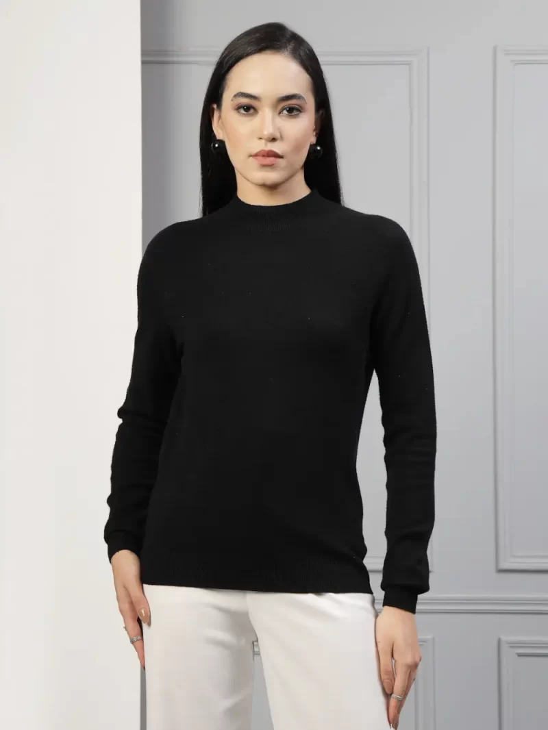 Women High Neck Pure Cotton Pullover