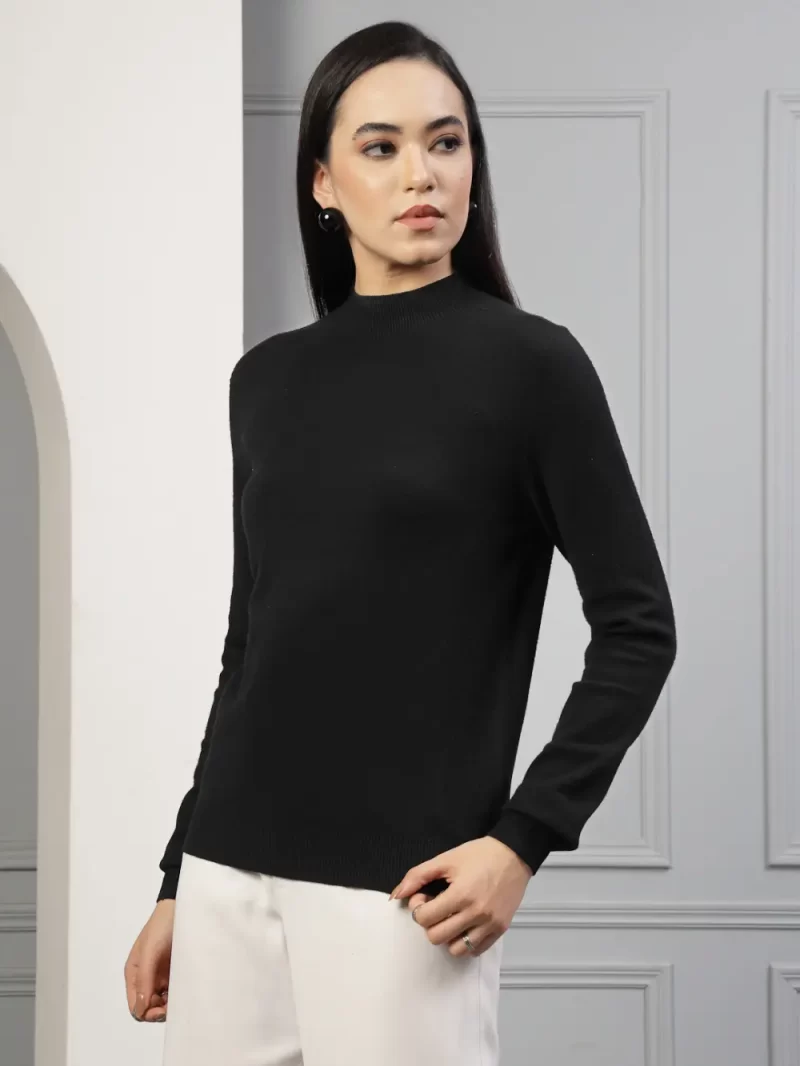 Women High Neck Pure Cotton Pullover