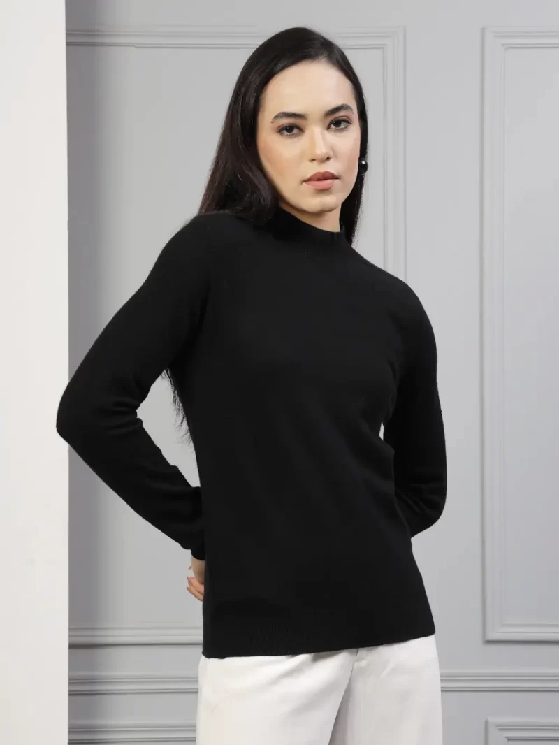 Women High Neck Pure Cotton Pullover
