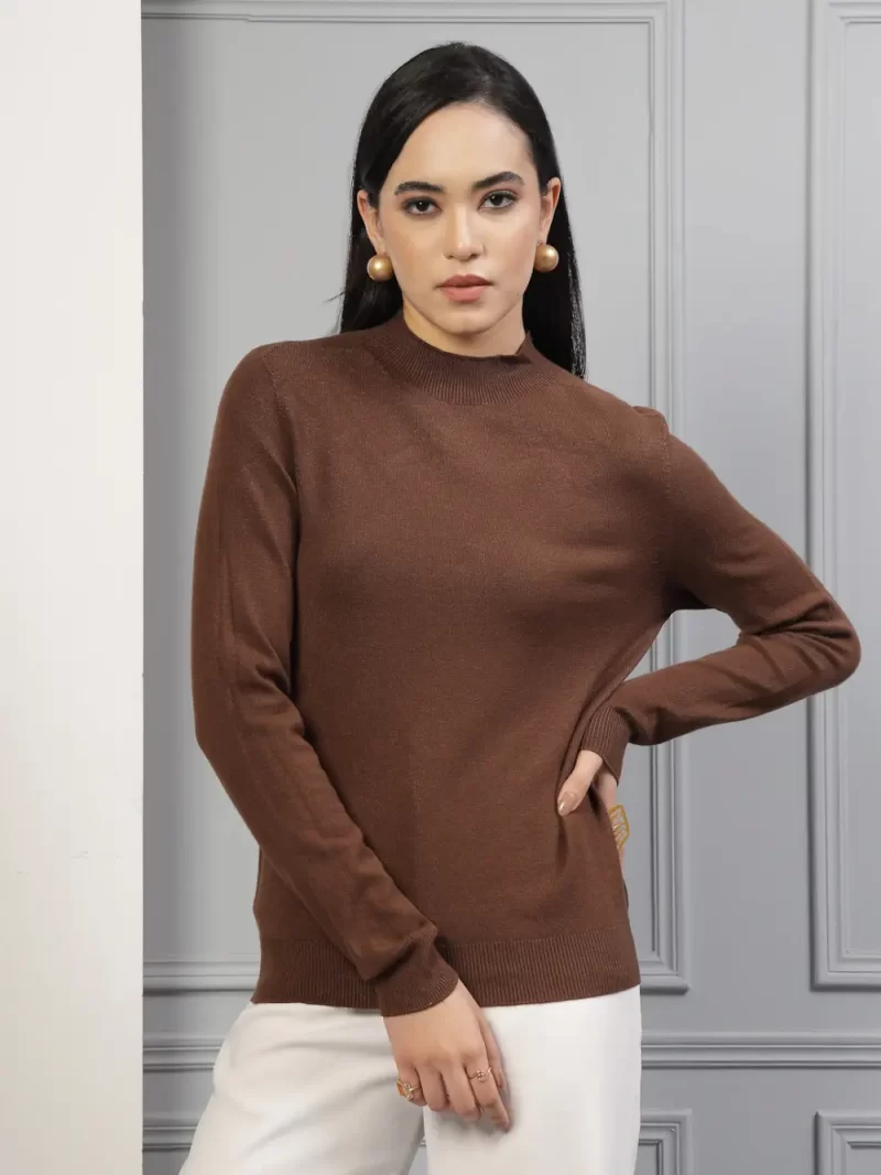 Women High Neck Pure Cotton Pullover