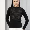 High Neck Embellished Pullover
