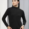 Women Self Design High Neck Long Sleeves Top
