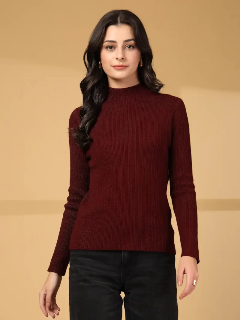 Women Self Design High Neck Regular Top