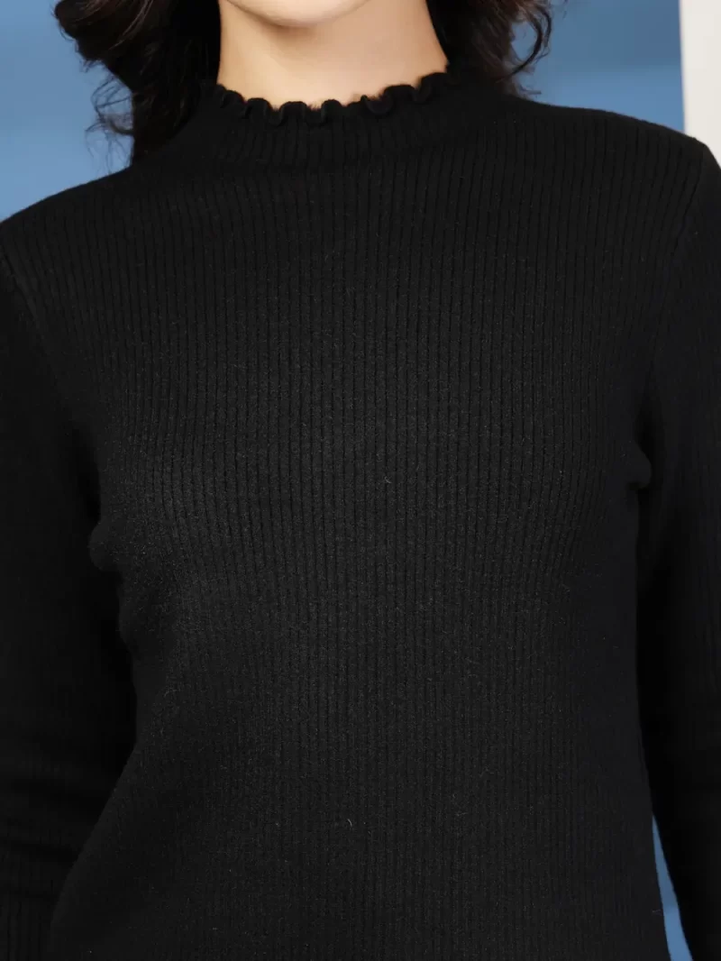 Women Solid Round Neck Woollen Regular Pullover