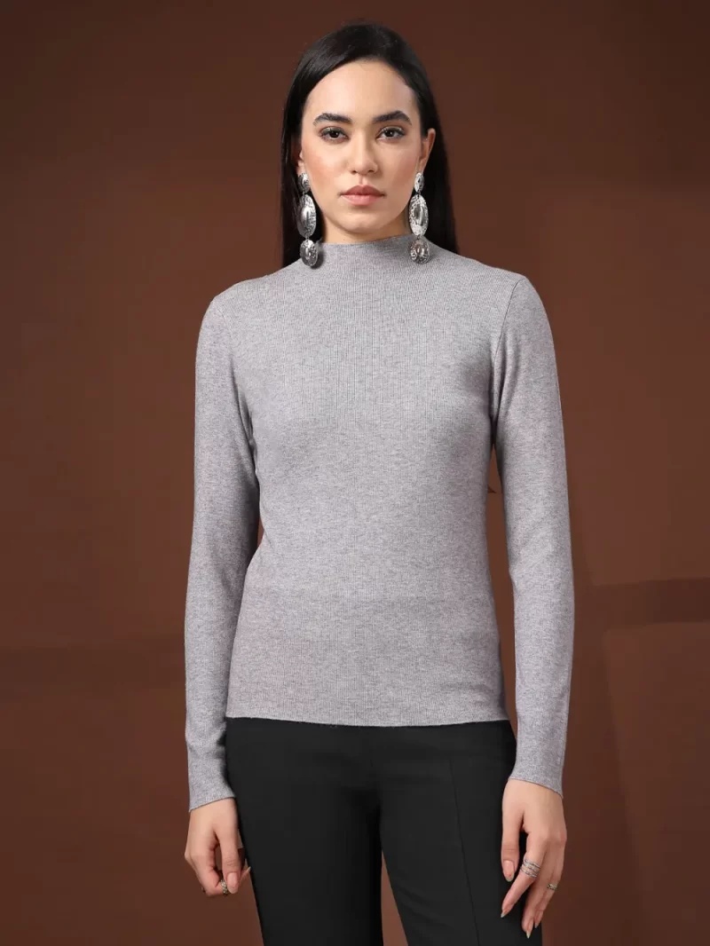 Women Solid Turtle Neck Top