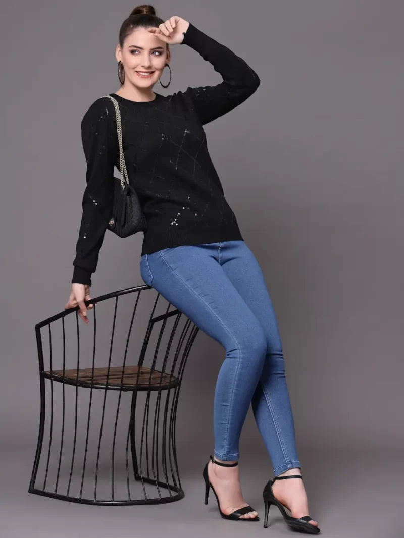 Women Embroidered Pullover With Embellished Top