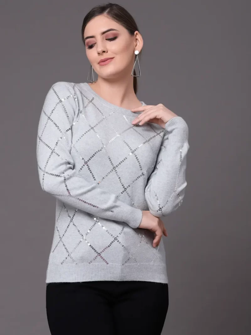 Women Embroidered Pullover With Embellished Top