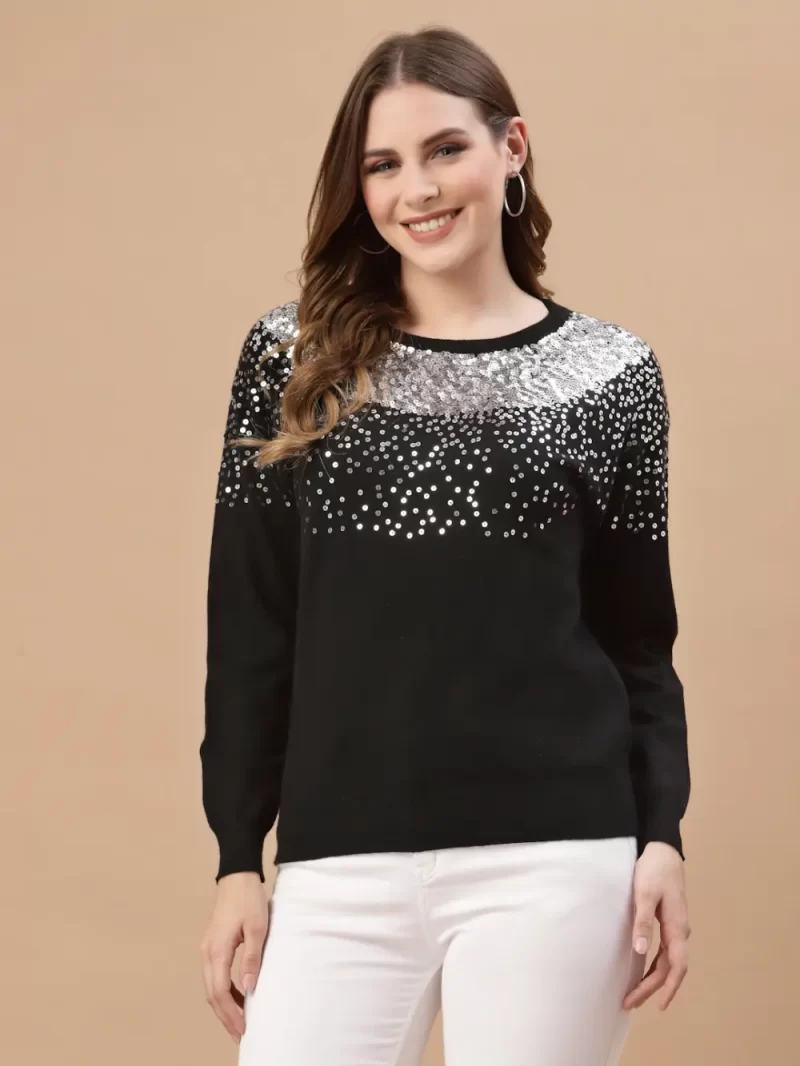Women Quirky Pullover With Embellished Top