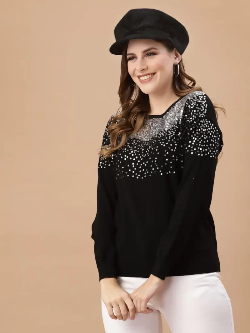 Women Quirky Pullover With Embellished Top