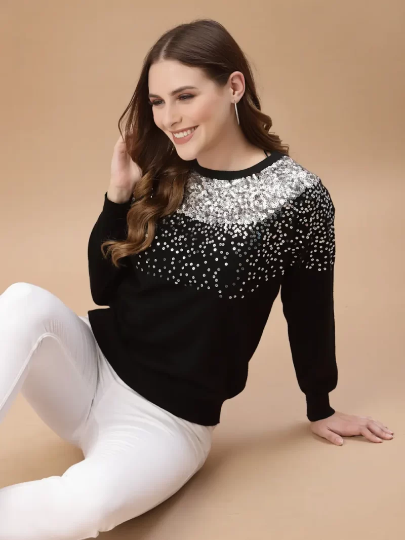 Women Quirky Pullover With Embellished Top