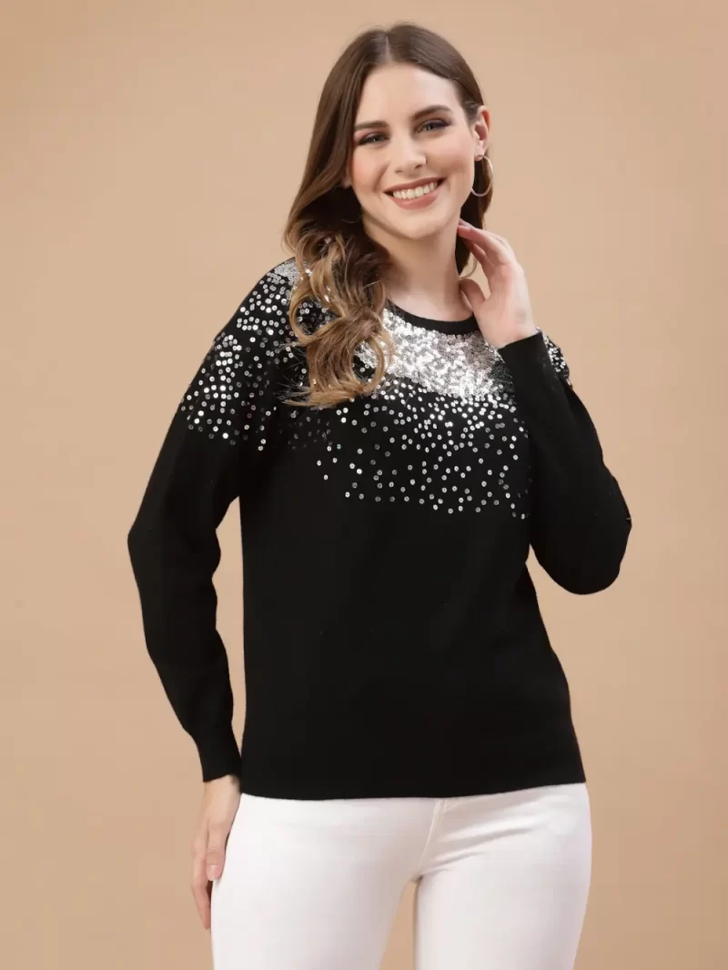 Women Quirky Pullover With Embellished Top